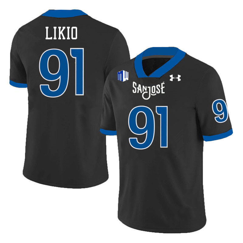#91 Quincy Likio SJSU Jersey,San Jose State Spartans Football Jersey College Uniforms-Black #91 Quincy Likio SJSU Jersey,San Jose State Spartans Football Jersey College Uniforms-Black